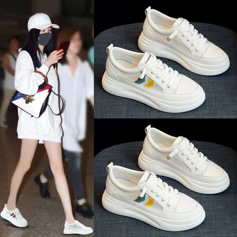 

2021 New Female Students Korean Joker Spring Small White Shoes Female online celebrity Leisure Sports Shoes Thick Slab Shoes