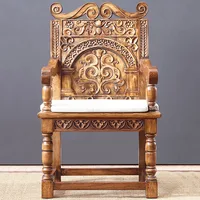 Customized Thai Style Ash Wood Carved Chair Chinese Southeast Asian Stool Backrest Furniture Dining Chairs for living room