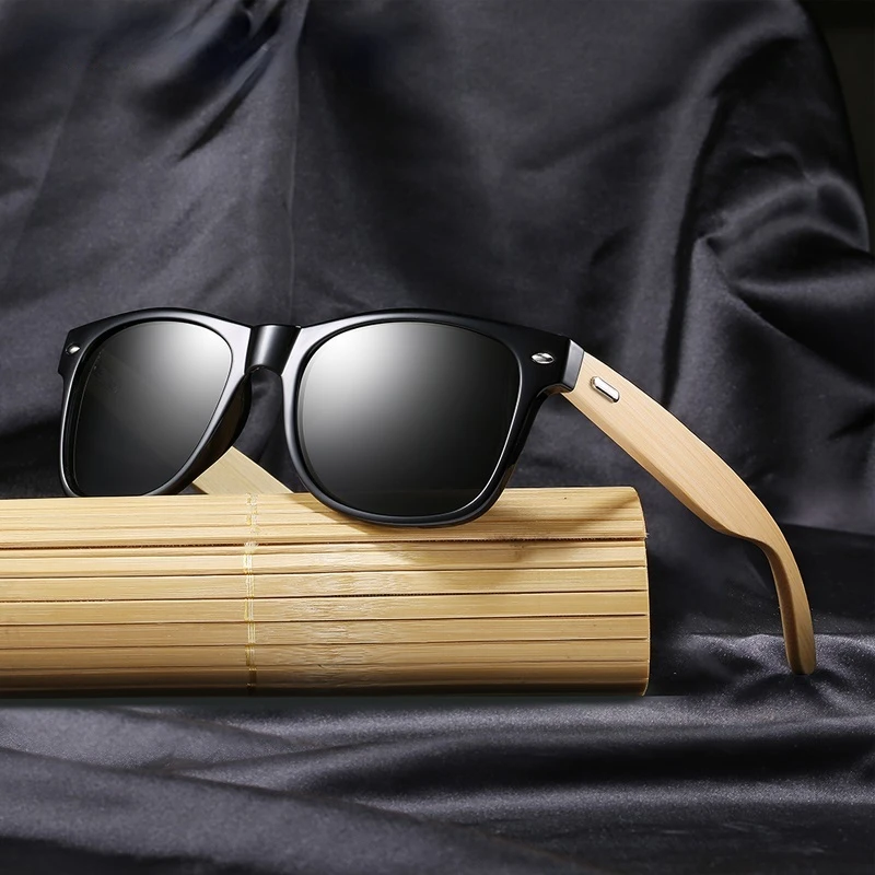 

Fashionable Bamboo Wood Sunglasses Men Women Classic Square Vintage Driving Sun Glasses Black Fishing Eyewear UV400 Eyepieces