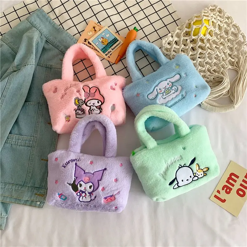 

Kawaii Plush Sanrio My Melody Kuromi Cinnamoroll Pochacco Backpack Cute Anime Plush Bag Cartoon Doll Bag Toys for Girls Gifts