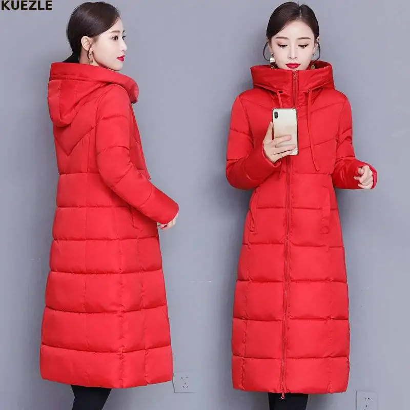 

Parkas Coat Winter Jacket Women Lengthen Down Jackets 2022 Warm Hooded Parkas Large size 5xl Female Thick Quilted Cotton Coats