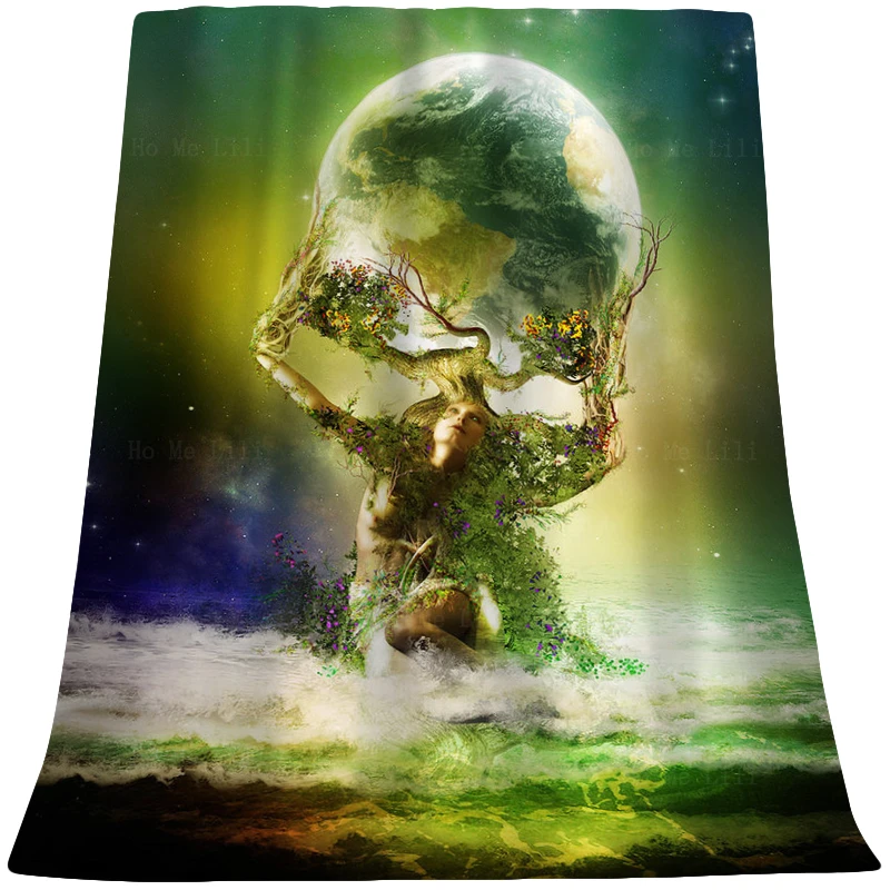 

Personified Mother Earth Is At Gunpoint Greek Myth Mother Of Gods Gaia Flannel Blanket By Ho Me Lili Fit For Sofa Home Use