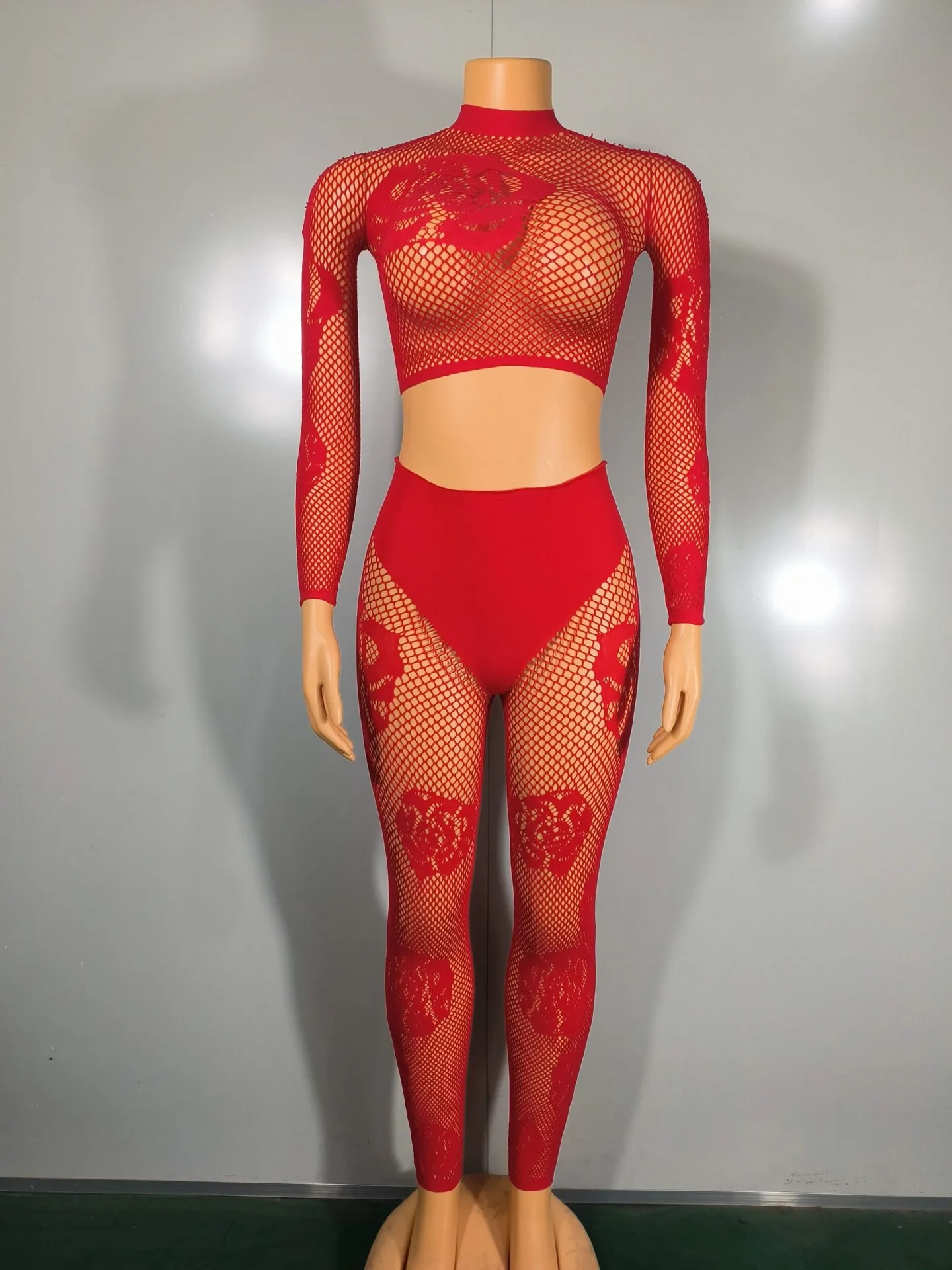 Ажурный кружевной комплект из двух предметов соблазнительный сетчатый с ложным