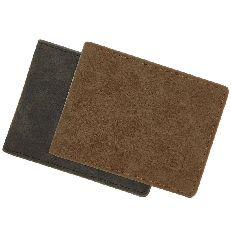

2021 New Men's Wallet Short Multi-card Coin Purse Fashion Casual B Wallet Male Youth Thin Two-fold Horizontal Soft Wallet Men