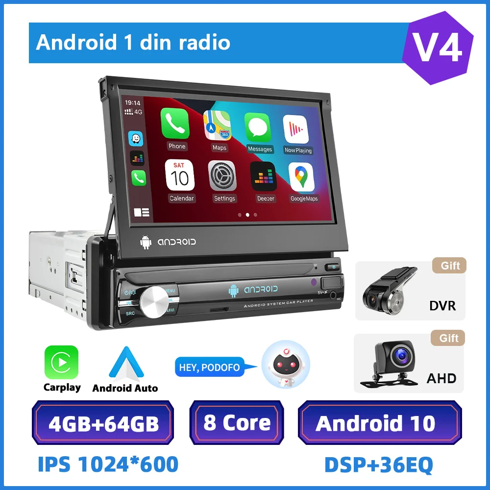 

Автомагнитола Podofo 1 Din, выдвижной экран 7 дюймов HD, аудио, стерео, мультимедийный mp5-плеер, Bluetooth, Авторадио, зеркальная ссылка, магнитофон