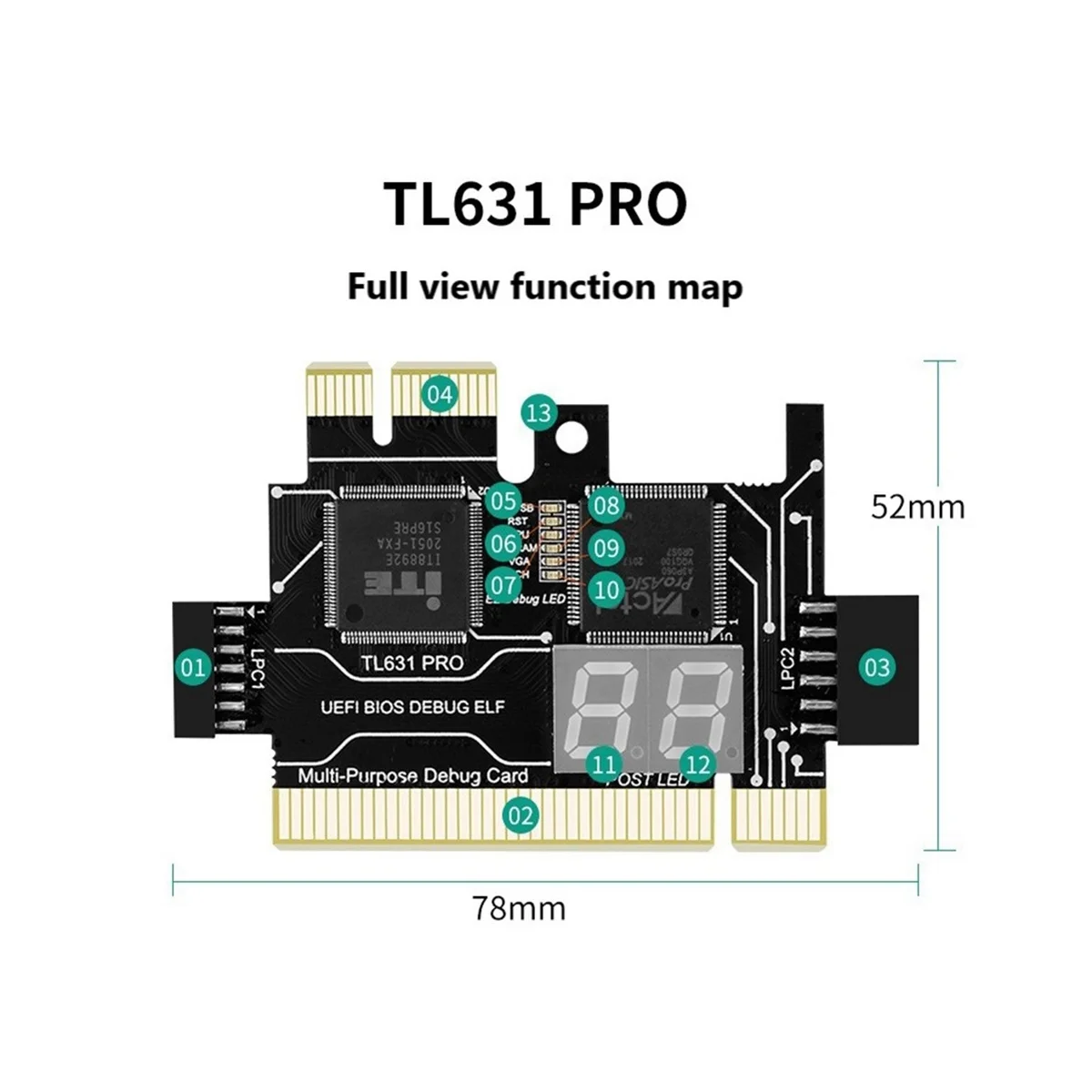 Диагностическая карта TL631 Pro LPC-DEBUG + плата расширения PCI PCI-E Mini многофункциональная
