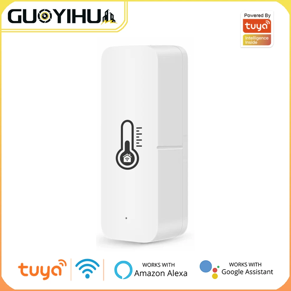 WiFi Tuya Smart Temperature And Humidity Sensor With Buzzer Alarm Voice Control Via Alexa Google Home Thermometer Humidimeter mp3 fm inside and outside light sauna and household temperature control thermometer with led