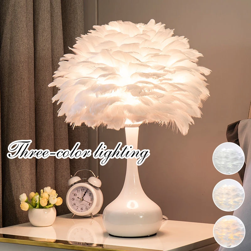 

Настольная лампа, современное простое Искусственное перо, украшение для спальни, кабинета, столовой, гостиницы, прикроватного столика, гостиной