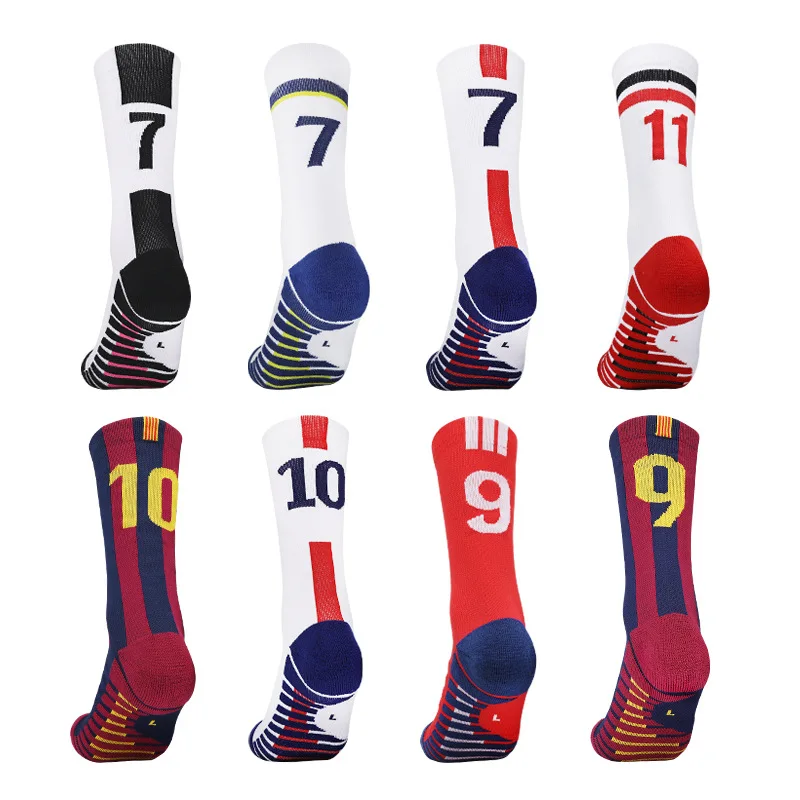 Men's Paris Football Star Number Professional Towel Long Sock Breathable Sweat-absorbing Non-slip Anti-friction Women's Stocking