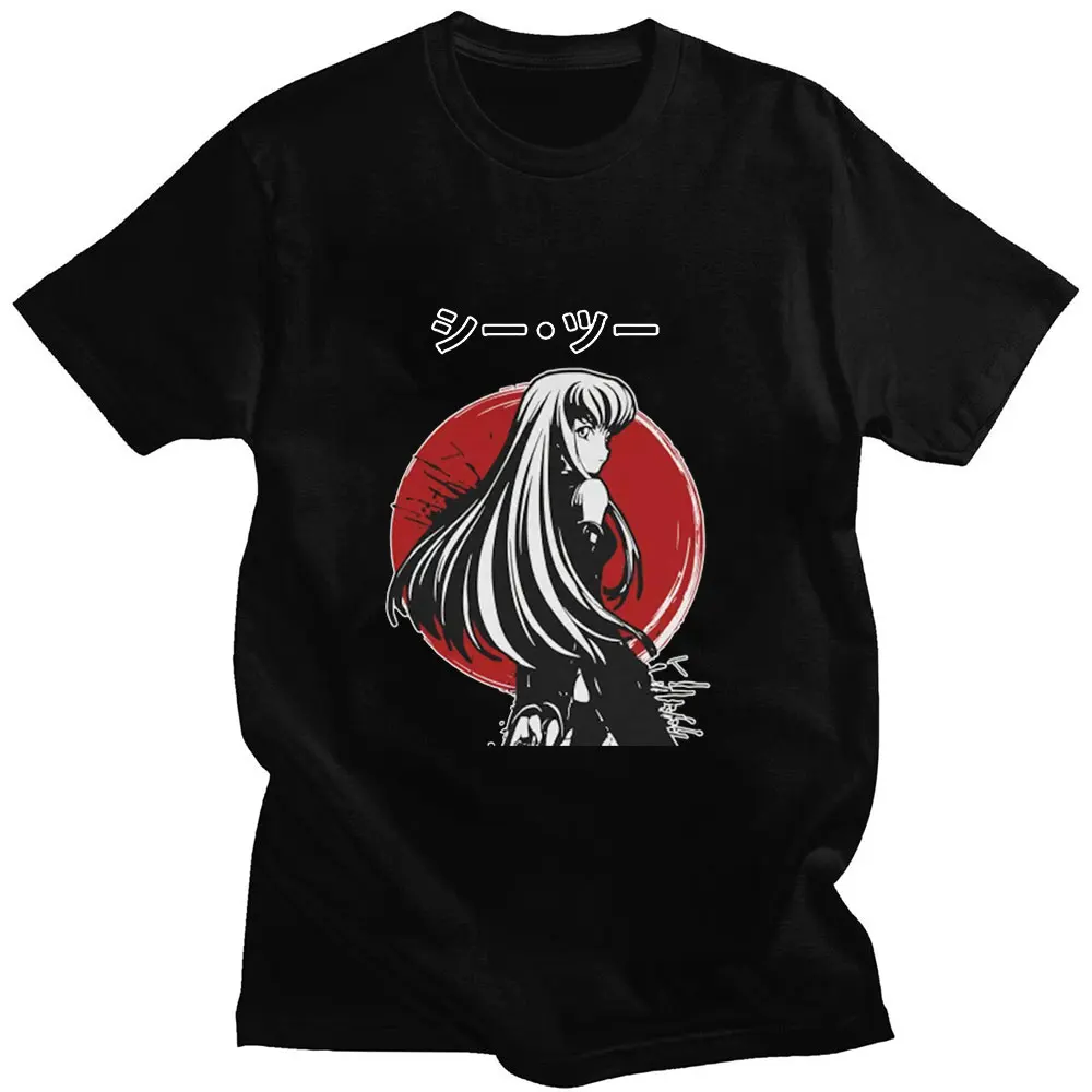 

Летняя мужская футболка с коротким рукавом и аниме кодом Geass Lelouch Lamperouge, Классическая Высококачественная хлопковая свободная Спортивная фу...