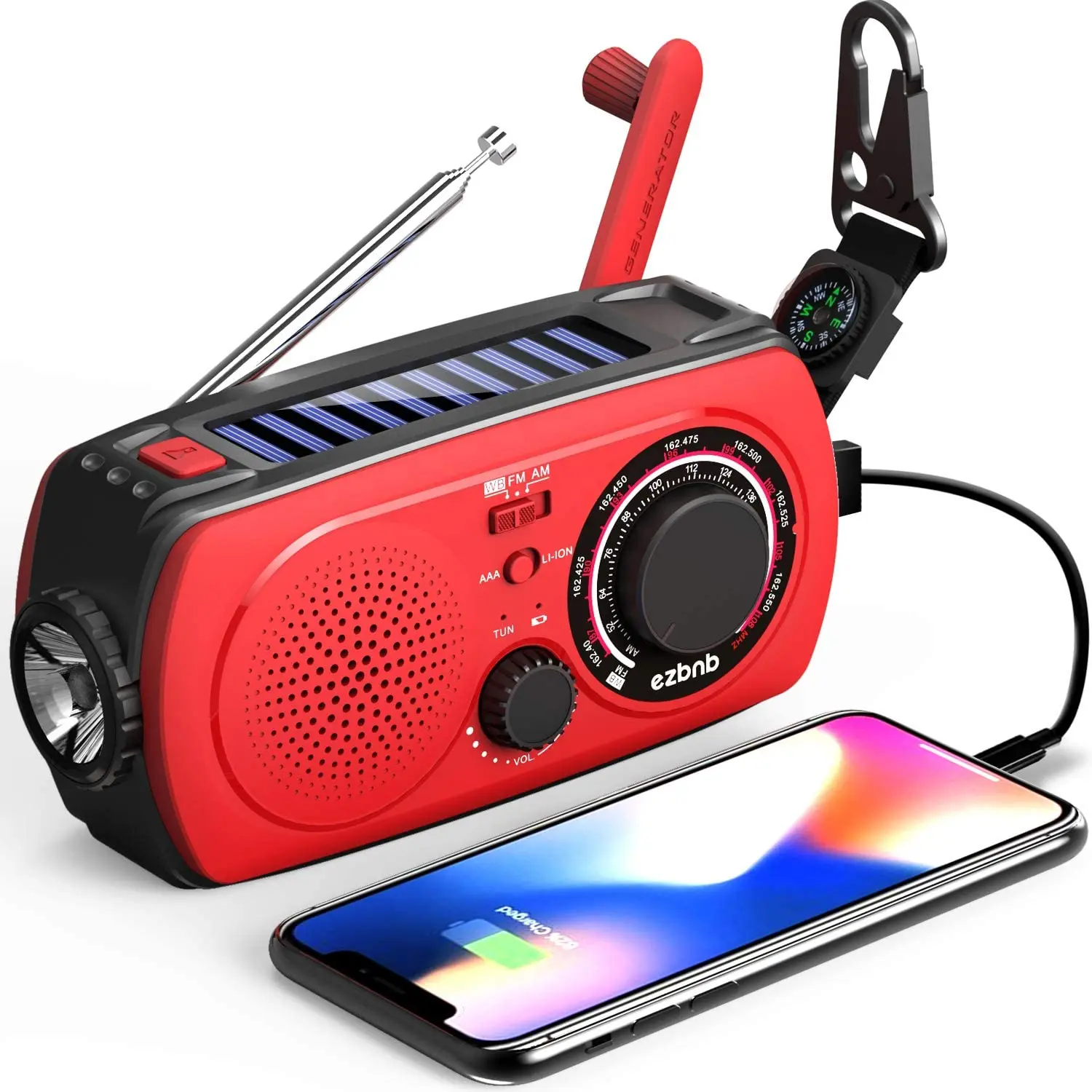 Emergency Solar Hand Crank Portable Radio - NOAA Weather for Household and Outdoor with Am/Fm Flashlight SOS A |