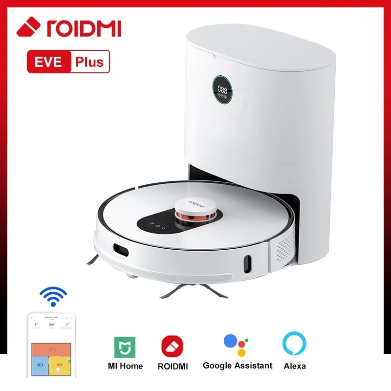 Global Version ROIDMI EVE Plus Vacuum Robot Vacuum Cleaner Supports Google assistant Alexa Mi Home APP to control mop cleaner