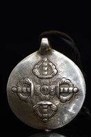 2 tibetan temple collection old bronze jiugong gossip card cross vajra amulet pendant town house exorcism ward off evil spirits