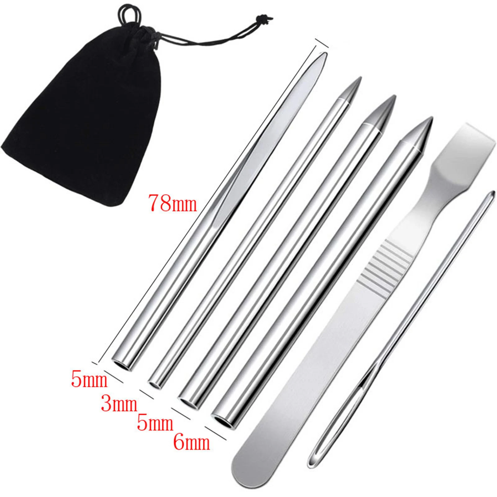 

6pcs/Set New Paracord Stitching Stainless Steel Umbrella Rope Needle Bracelet Flattener Knitting Needles DIY Jewelry Accessories