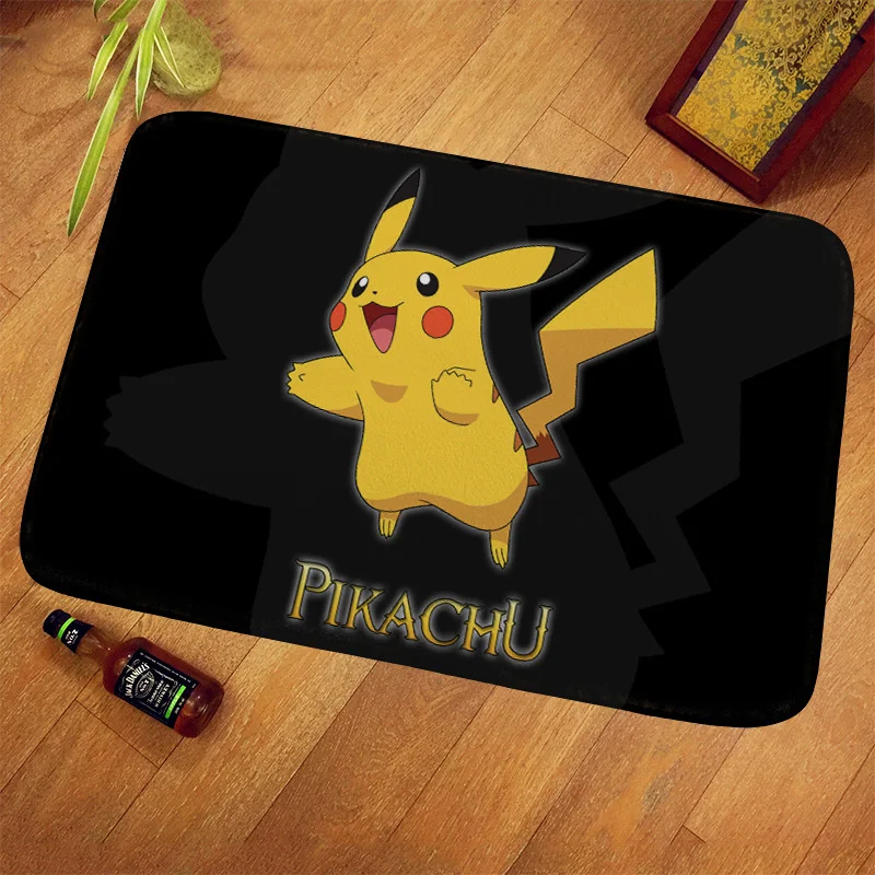 

Japanese Anime Entrance Door Mat Flannel Printed Pokemon Floor Carpet Anti-slip Water Absorption Kitchen Mat Bathroom Doormat