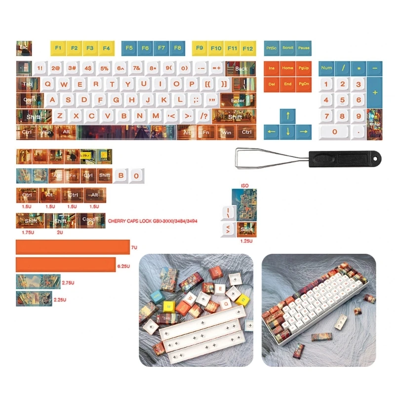 

40GE XDA Keycap 133 Keys City Life Theme Keycaps Set PBT 5-sides Thermal Sublimation
