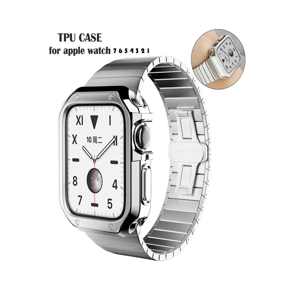 

TPU Screen Protector Watch Cover for Apple Watch band Case 7 6 SE 5 4 3 2 1 42MM 38MM Soft Clear for iWatch 4 3 44MM 40MM strap
