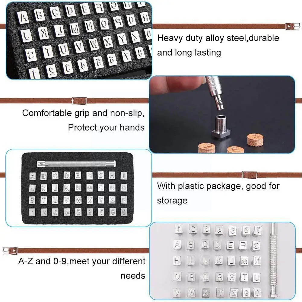 

36pcs 3.5/6.5mm Leathercraft Alphabet Number Stamping Set Engraving Engraving Tool Printing Mold Stamps Seal Leather Metal E1w8