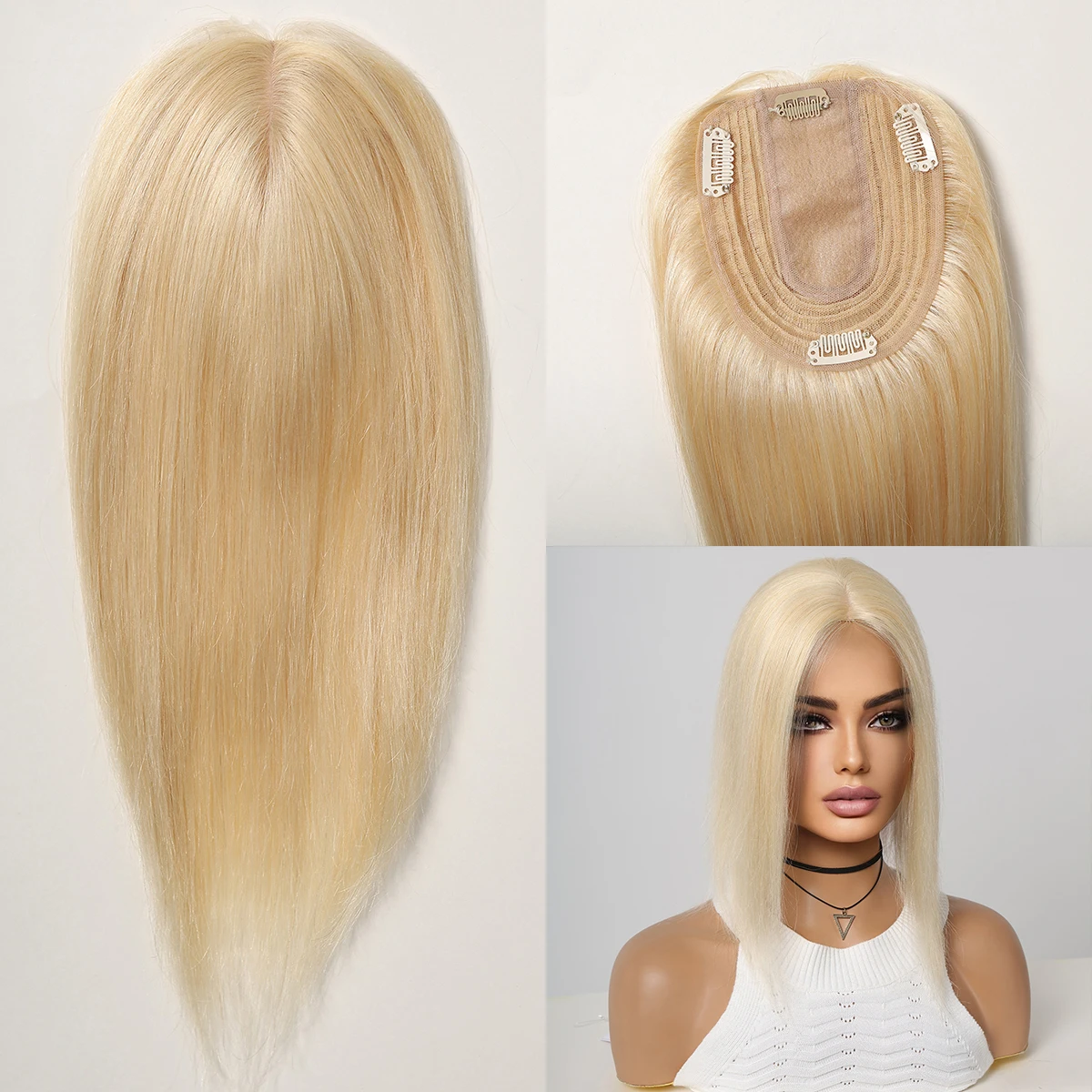 Топпер Allbell Silk Base Topper 10x12 См Заколка Для Наращивания Человеческих Волос Светлого