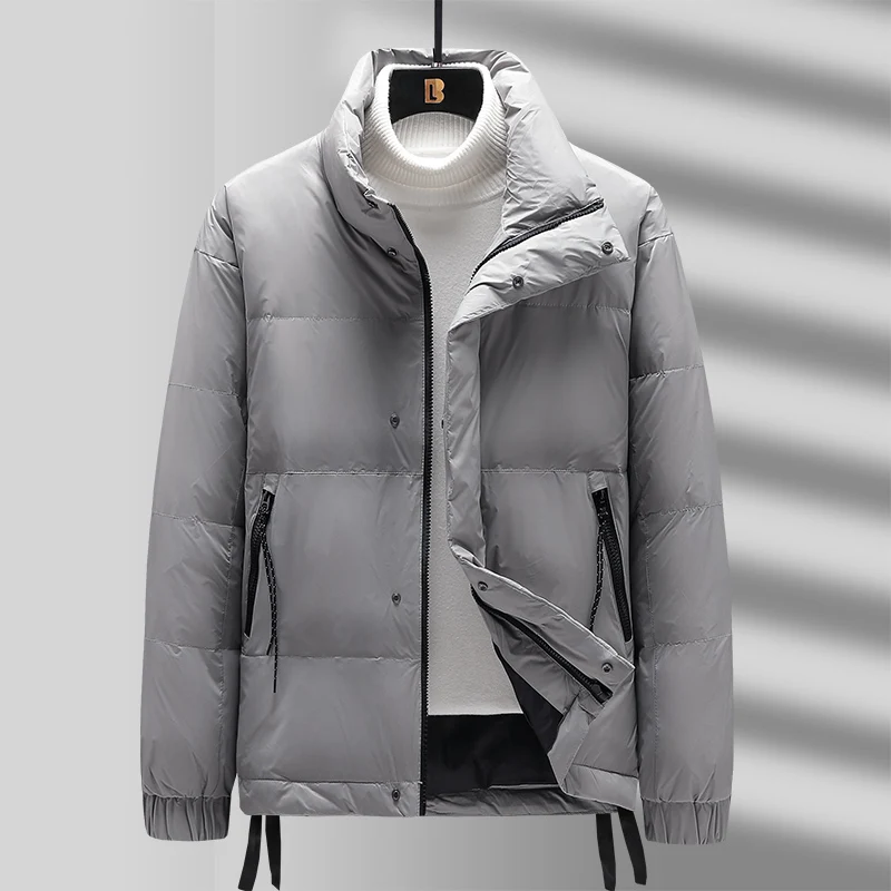 New Men'S Stand Up Collar Korean Fashion 80% White Duck Down Jacket Middle And Youth Versatile Winter Thickened Warm Down Coat