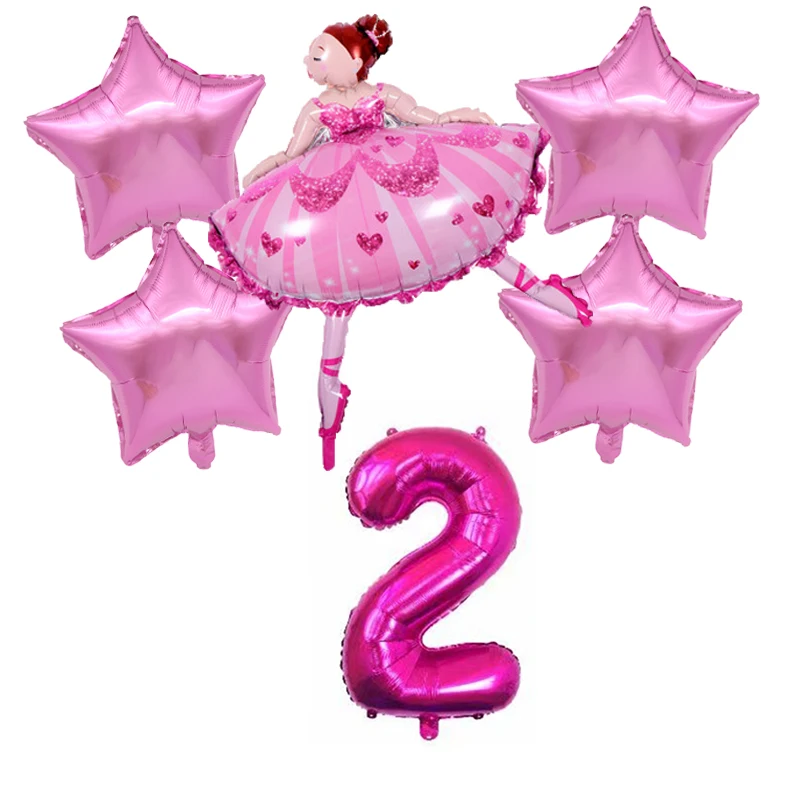 

6Pcs Dancing Girl Foil Balloons Wedding Ballerina Balloon Children Happy Birthday Party Ballon Decoration Baby Shower Globos
