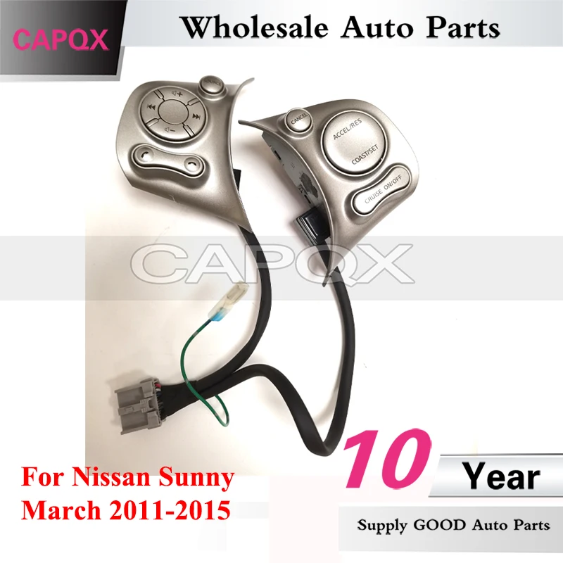 

Автомобильный многофункциональный переключатель рулевого колеса CAPQX для Nissan Sunny / March 2011-2015, кнопка аудио, bluetooth, круиз-контроль