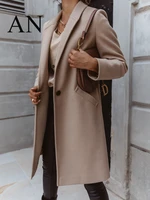 winter jackets 2022 woman solid color lapel medium long button woolen coat coat coat women overcoat female womens coat coats
