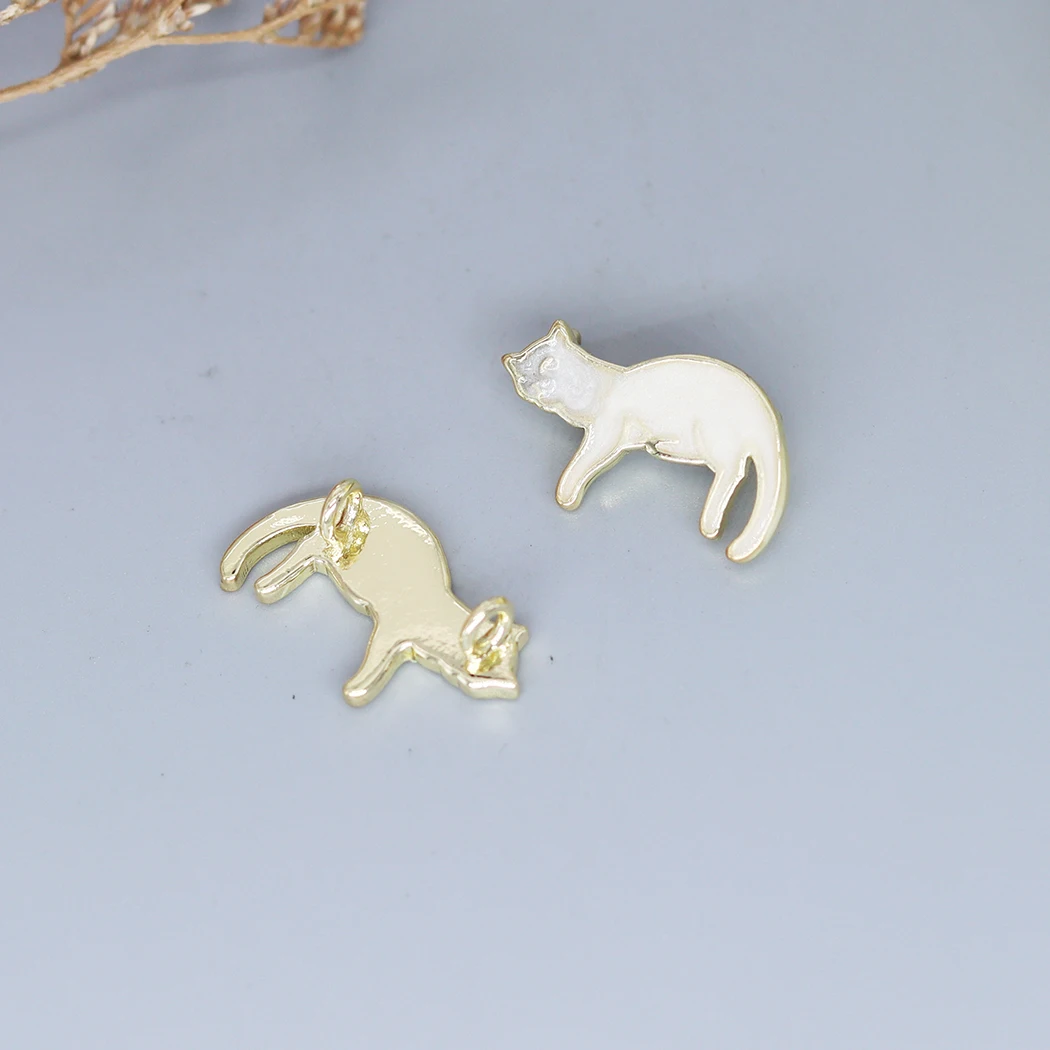 

5PCS Sleeping Cat Pendant DIY Stainless Steel Antique Sliver Color Charm Pendant For Bracelet Jewelry Findings