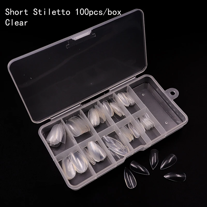 100 шт./коркор. накладные ногти короткий гроб Типсы для дизайна ногтей