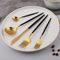 matte black gold cutlery stainless steel dinnerware set fork knife spoon kitchen utensils combination flatware sets dropshipping