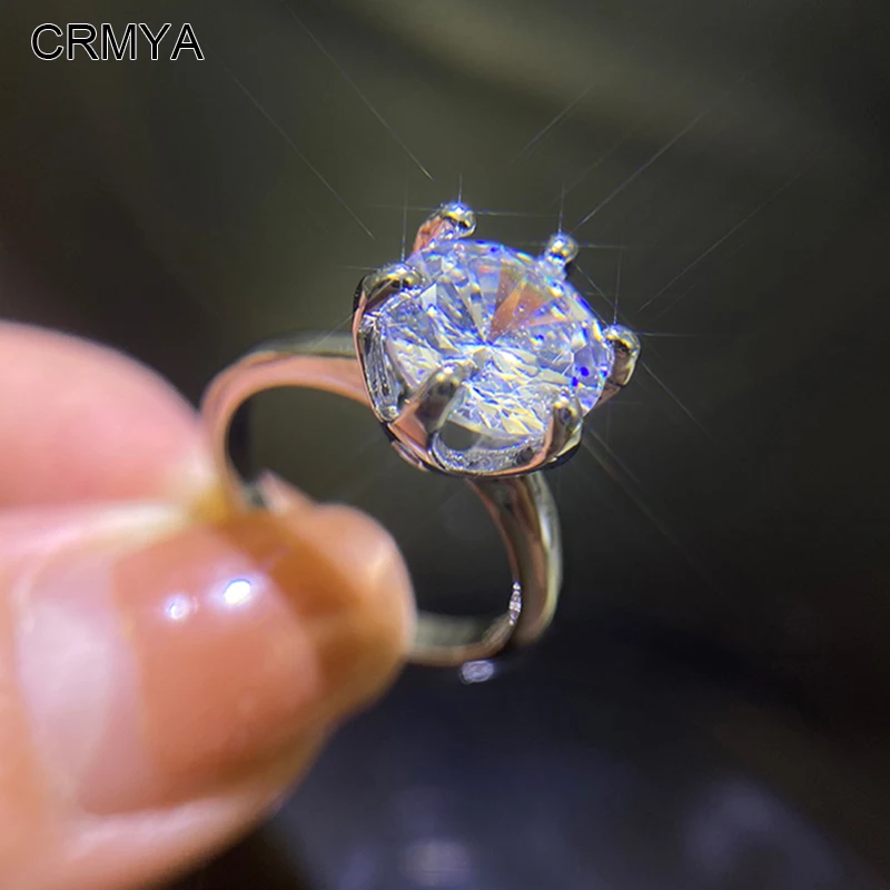 

CRMYA Gold Plated Wedding Bands for Women Cubic Zirconia Lovers' Engagement Couple Rings 2023 Fashion Jewelry Wholesale