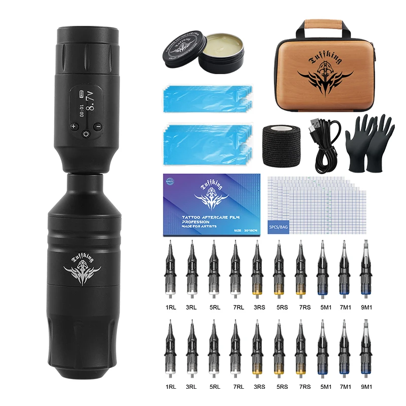 Wireless Tattoo Pen Set Waterproof Rotaty Battery Adjustable Speed LCD Dispaly Tattoos Machine Complete Kits With Needle Inks