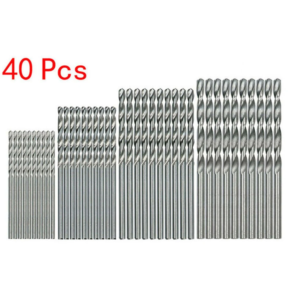 

40pcs High Speed Steel Titanium Coated HSS Mini Drill Bit Straight Shank 0.5-2mm Drills For Rotary Bit Woodworking Tools A50