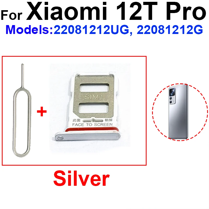 Фото Оригинальный держатель для SIM-карты для Xiaomi 12T 12T Pro, держатель лотка для SIM-карты, адаптер для чтения, запасные части для ремонта №4