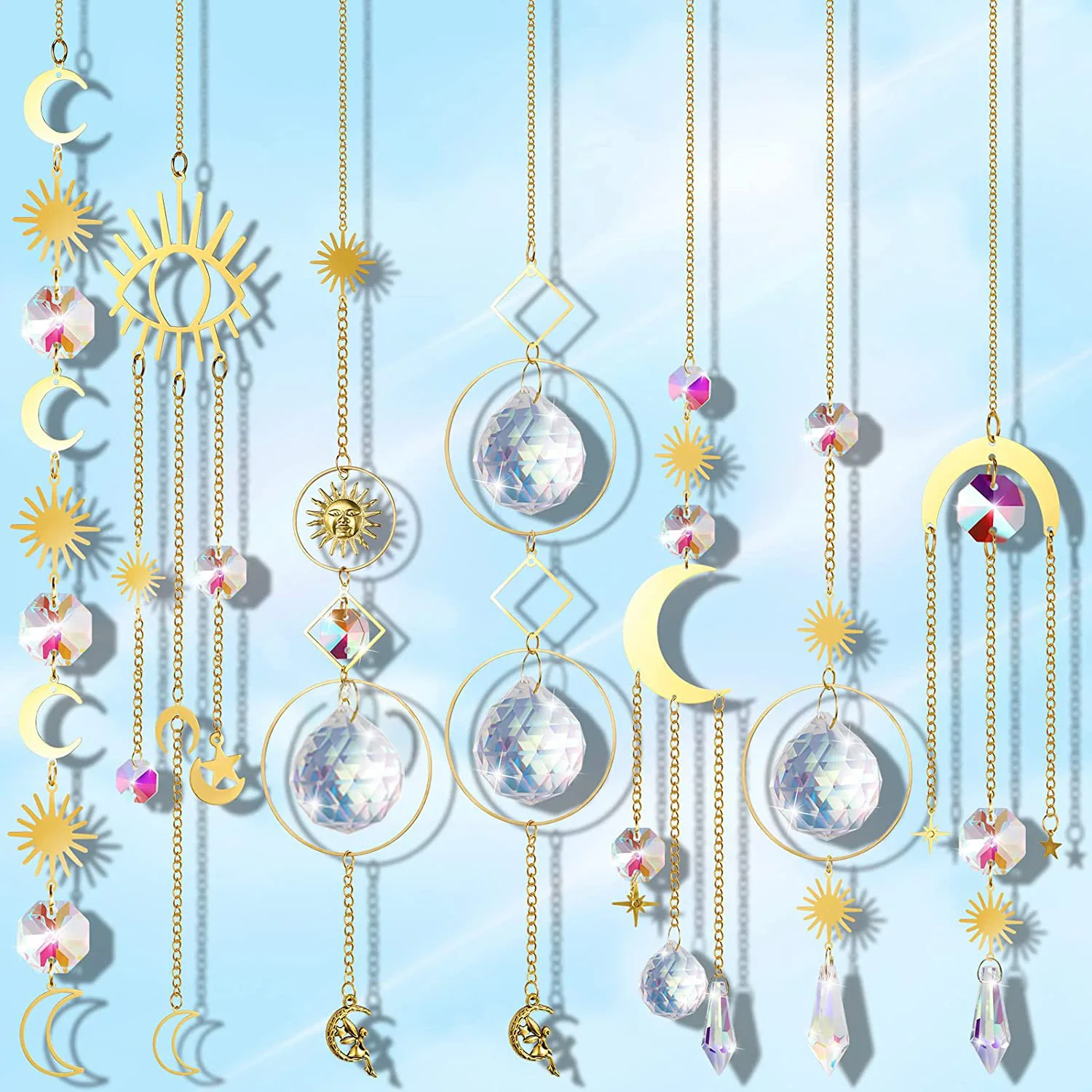 

Colorful Crystals Suncatcher Hanging Sun Catcher with Chain Pendant Ornament Crystal Balls,Window Home Garden Party Decoration