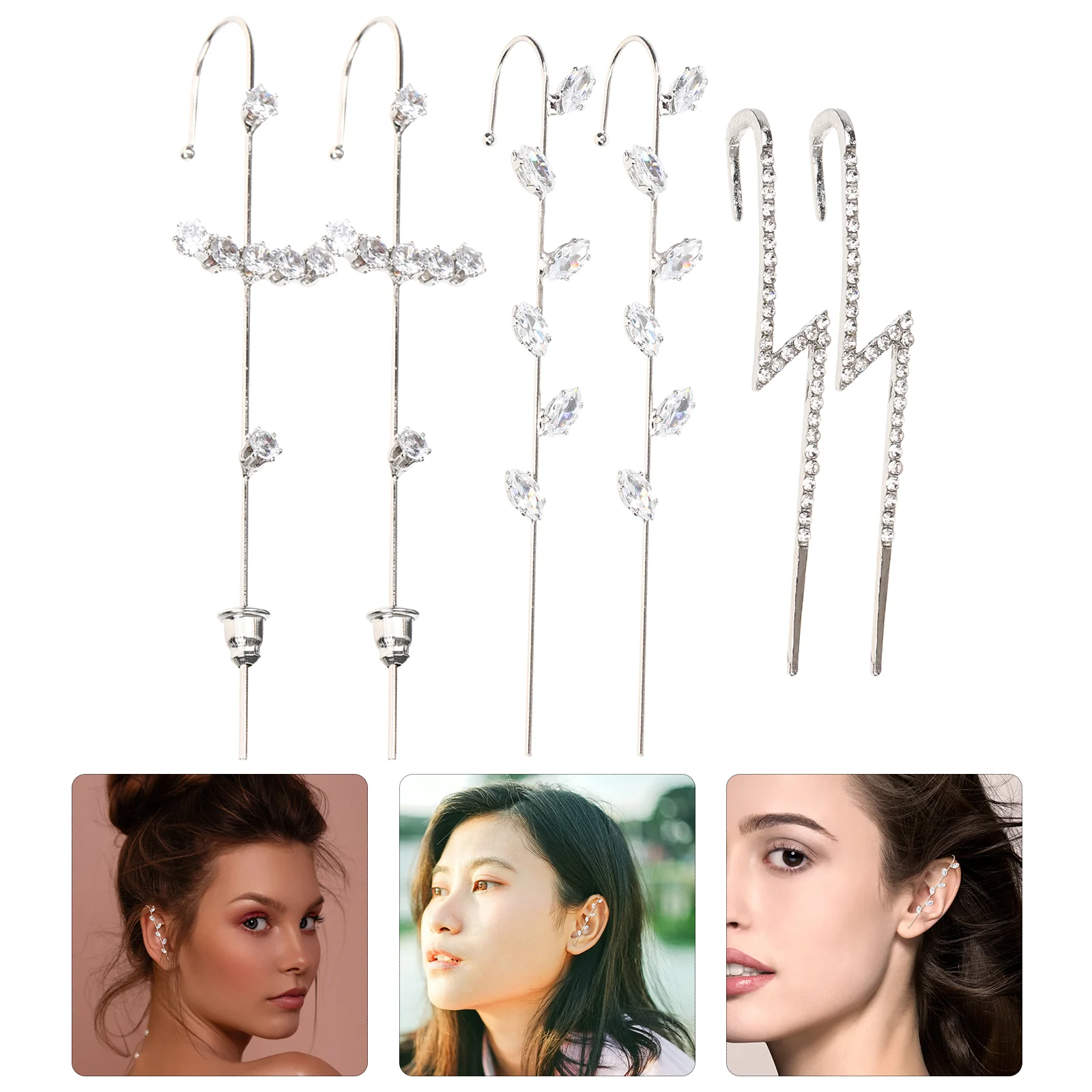 6 шт. зажим для ушей со стразами украшения женский подарок на день рождения