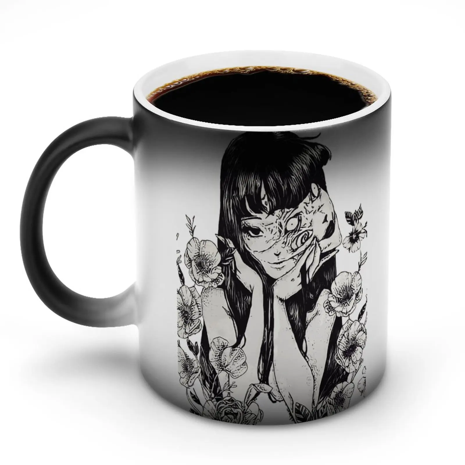 

Уникальная кружка Tomie Junji Ito Mangaka, недорогая кавайная кружка, фарфоровая, офисная, меняющая цвет чашки