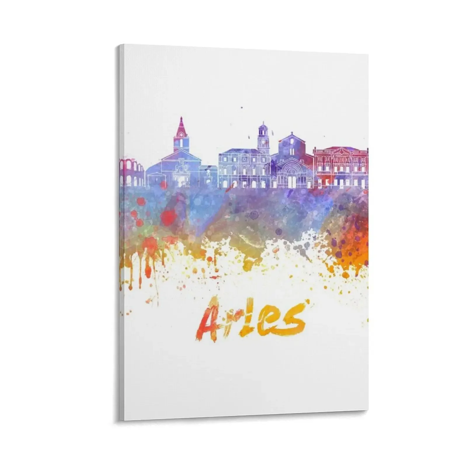 Печать на холсте &quotArles skyline in watercolor splatters&quot
