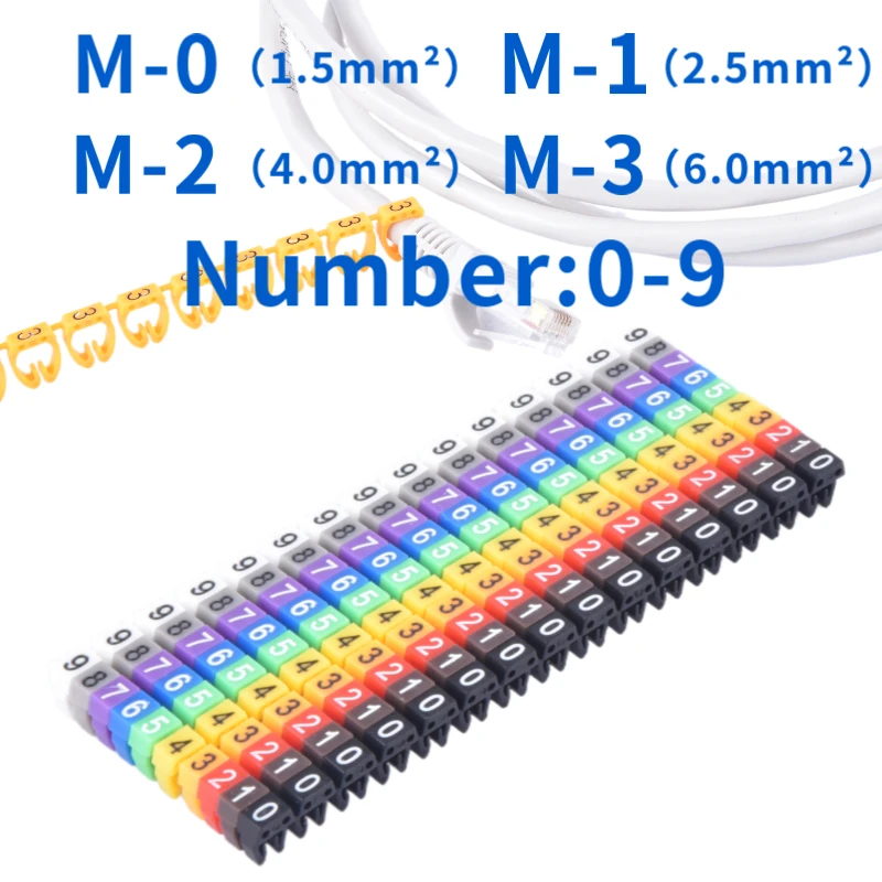 

100/150 Pcs Cable Markers Colourful C-Type Marker Number Tag Label For 2-8mm Wire Network Cable Wire Marker Tag Label for Cat5e
