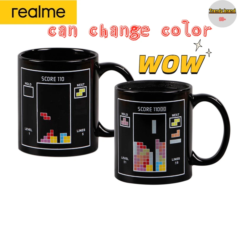 

Realme Battery Magic Mug Creative Positive Energy Color Changing Cup Ceramic Discoloration Coffee Tea Milk Mugs Novelty Gifts