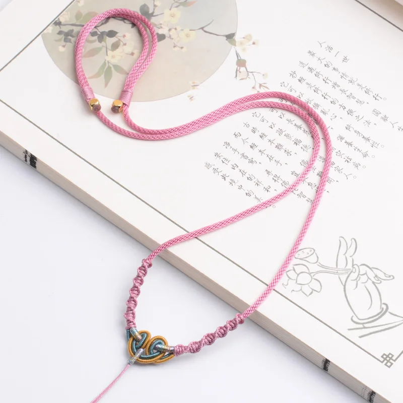 Hand-Woven Necklace Rope Pendant Lanyard Line Hetian Jade Lanyard Retro Fashion Jewelry DIY Jade Hanging Neck Rope Accessories