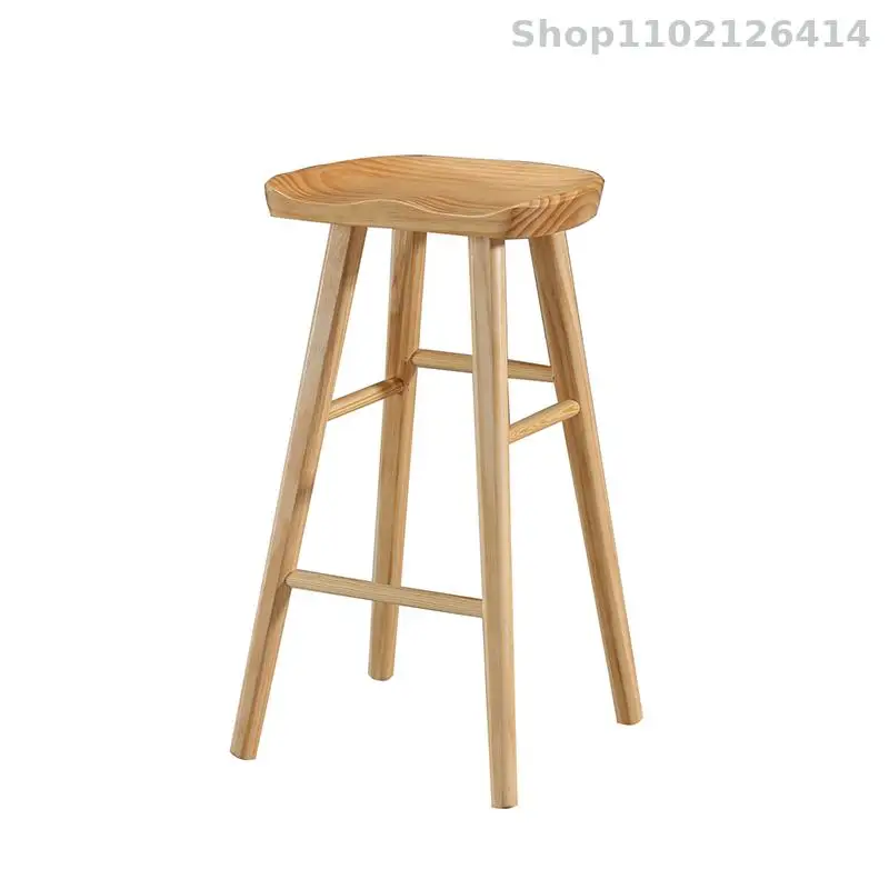 Nordic bar chair solid wood home high stool mobile phone shop modern minimalist |
