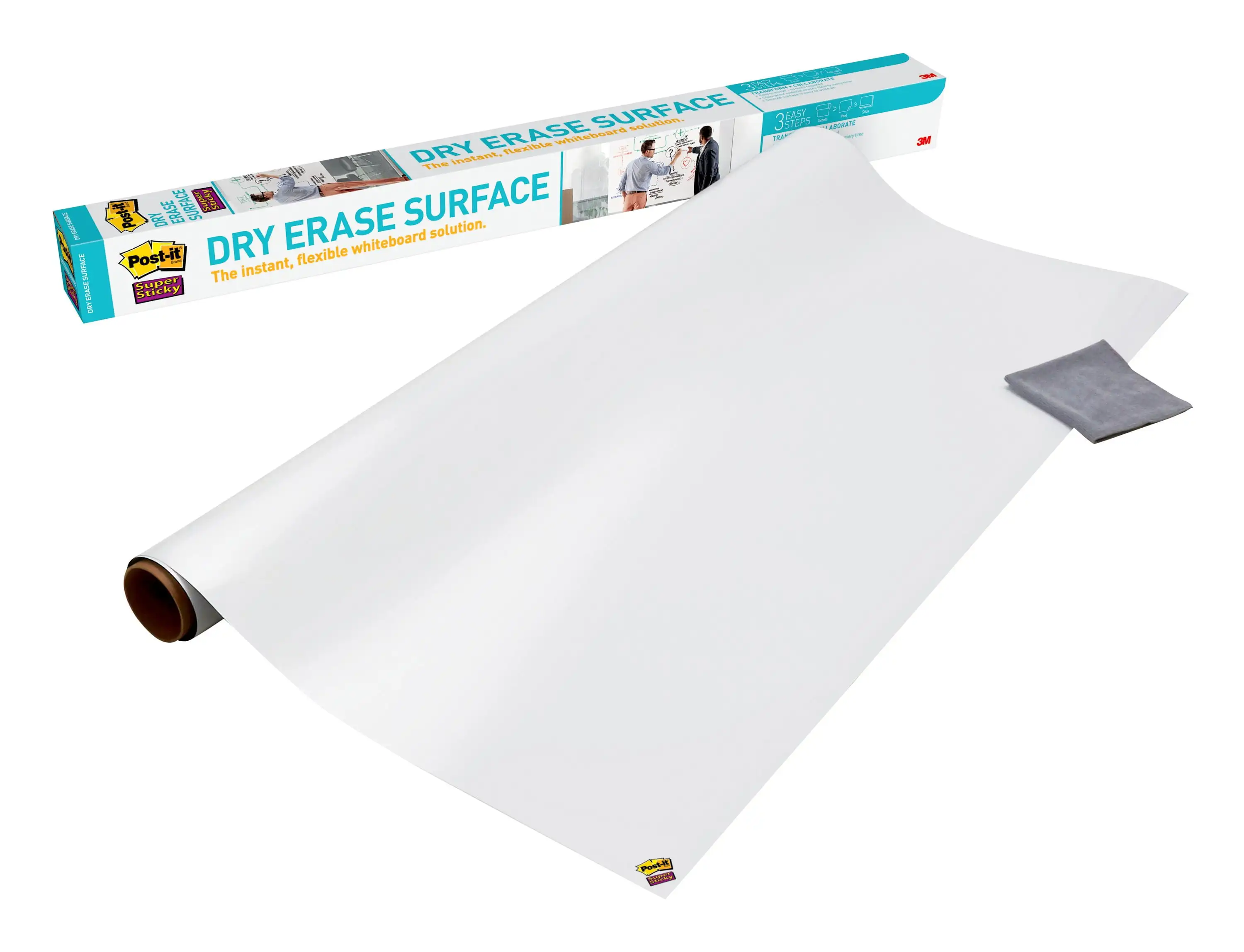 Dry Super Sticky Self-Stick Dry Erase Surface Film, White, 8 ft. x 4 ft.