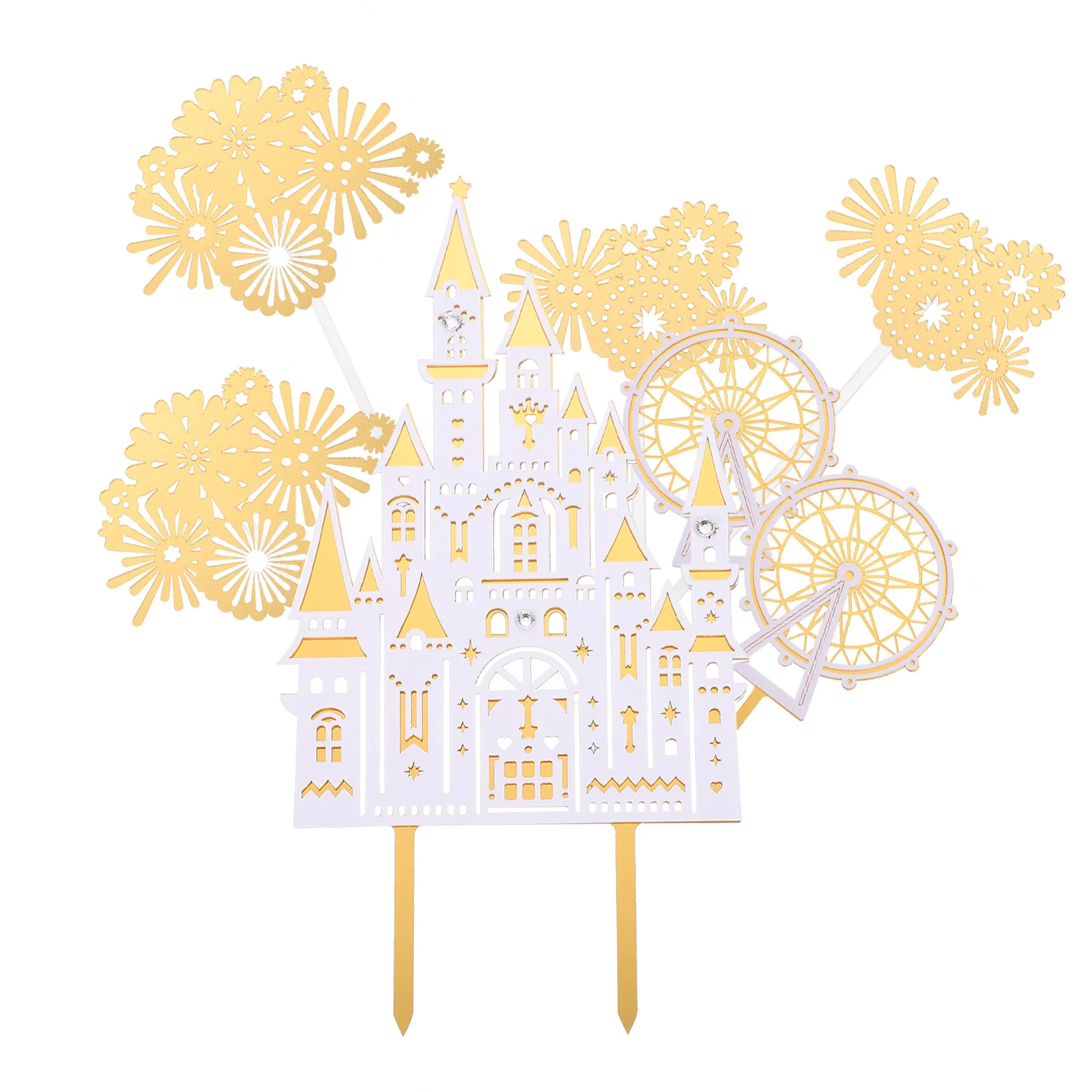 

Cakecastle Birthday Cupcake Toppers Ornament Decoration Picks Acrylic Decorations Fireworkspastry Pick Insert Party