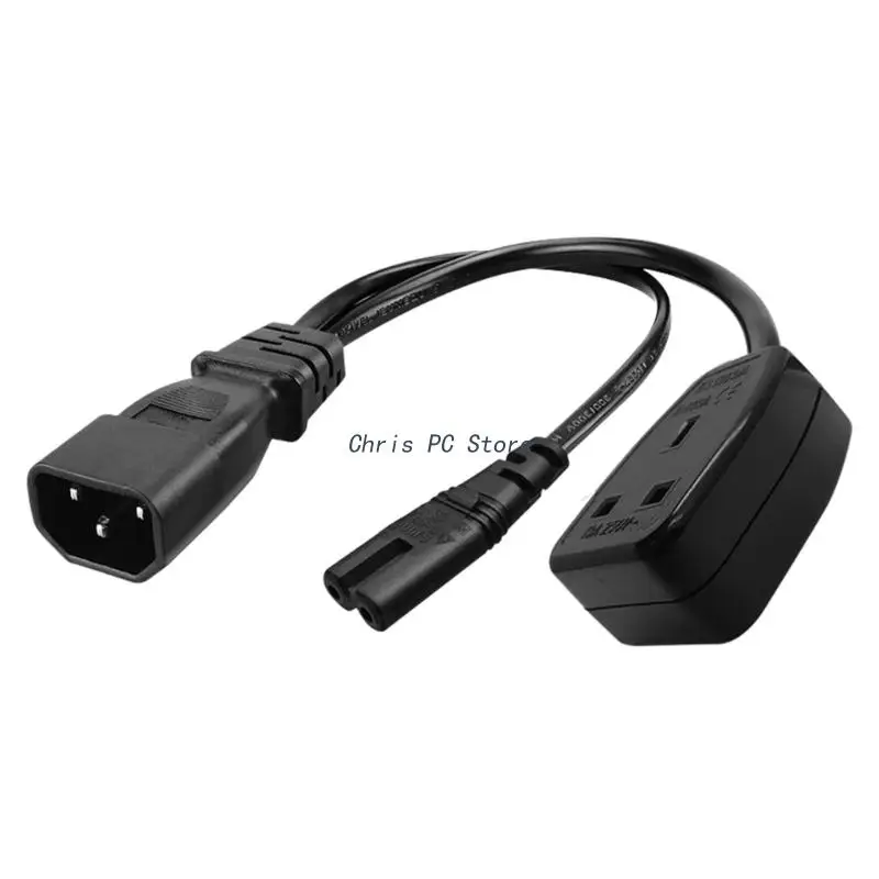 

H8WA 1ft IEC 320 C14 to C7 + UK Power Cable,C14 Male to C7 + UK Female Y Splitter