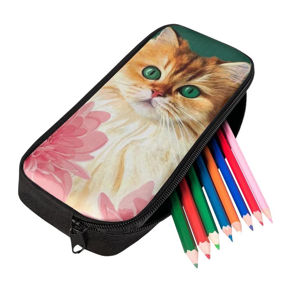 FORUDESIGNS 3D Orange Cats and Flowers Print School Bag for Teenager Girls Boys Large-capacity Backpack Children Kids Book Pack