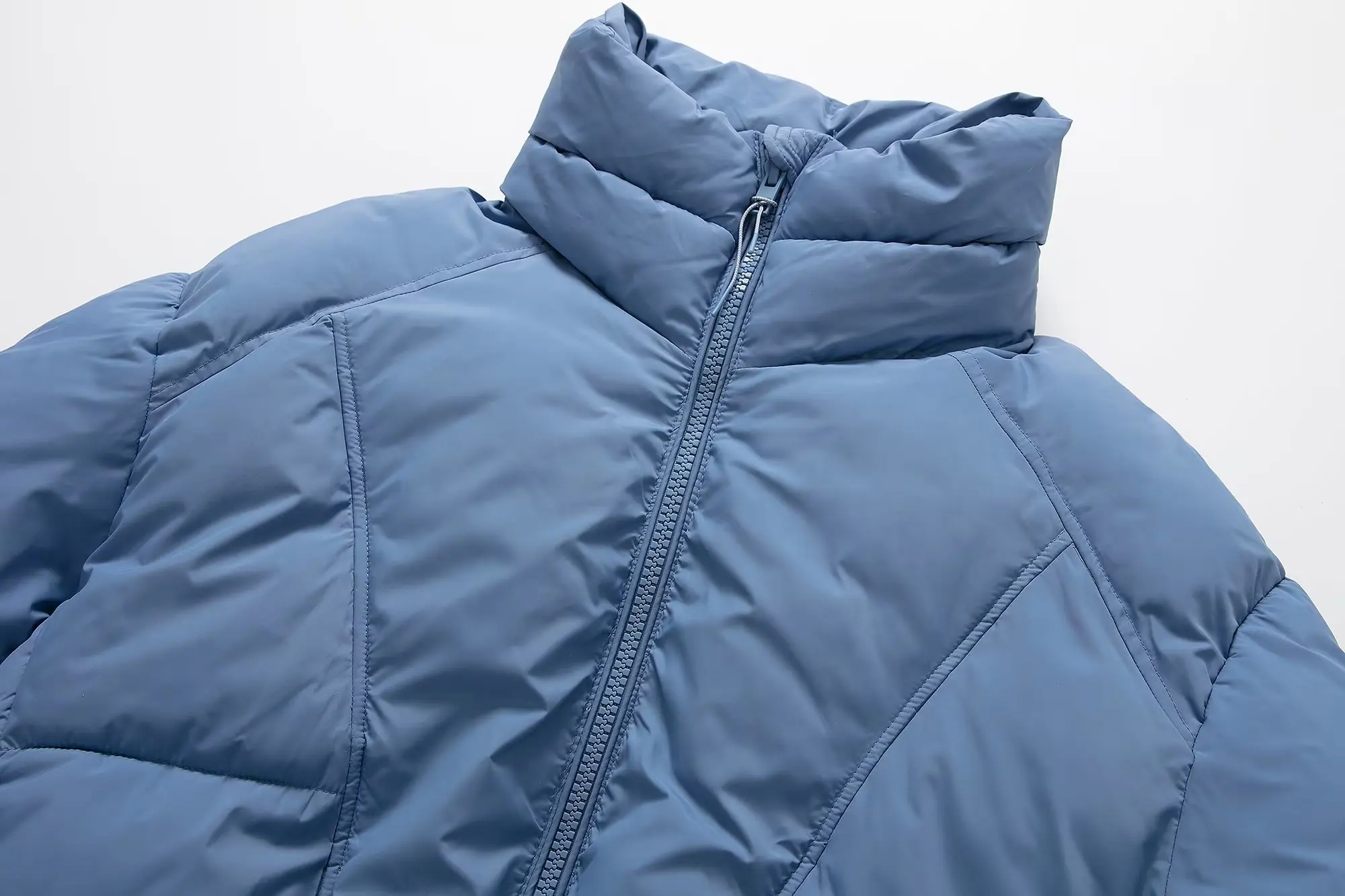 TRAF 2022 Fashion Woman Autumn Winter Coat Pockets Casual Choker Jackets Female Zipper Thick Warm Chic Coats Solid Jackets