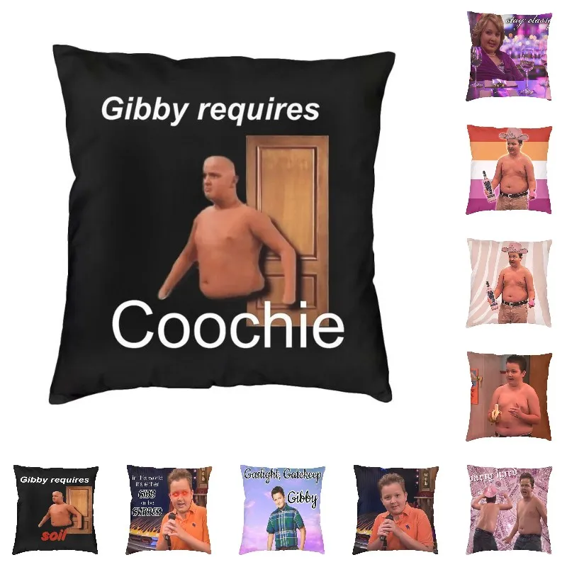 

Modern Gibby Requires Coochie Funny Sofa Cushion Cover Velvet Gibby Meme Throw Pillow Case Bedroom Decoration Pillowcase