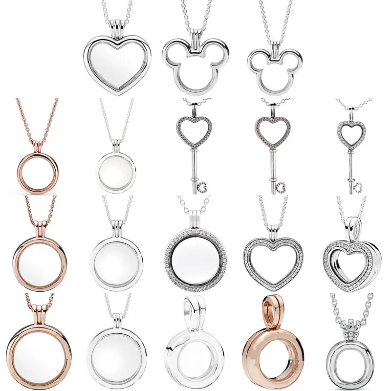 

Оригинальные сверкающие круглые плавающие медальоны в форме сердца и ключа мыши Ожерелье для популярных украшений Бусины из стерлингового серебра 925 Charm DIY