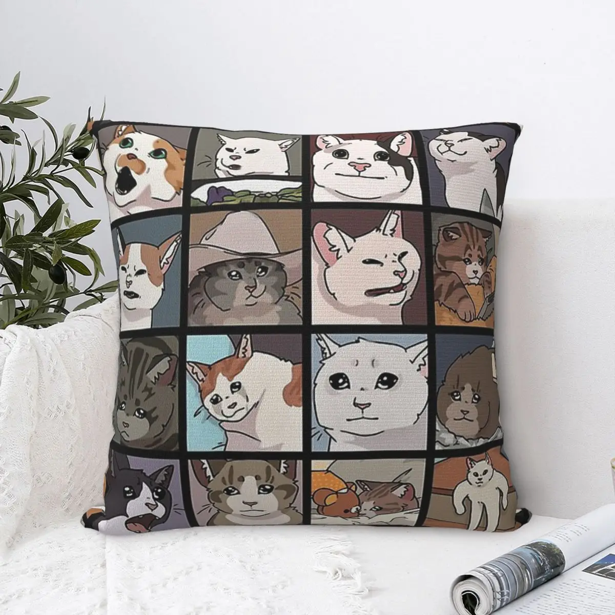 

Meme Cats 2.0 Throw Pillow Case Backpack Coussin Covers DIY Printed Washable Home Decor
